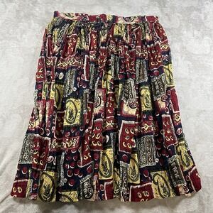 90s Gauze Broomstick 36" Maxi Skirt L Boho Floral Paisley Cowgirl Prairie‎ Flowy